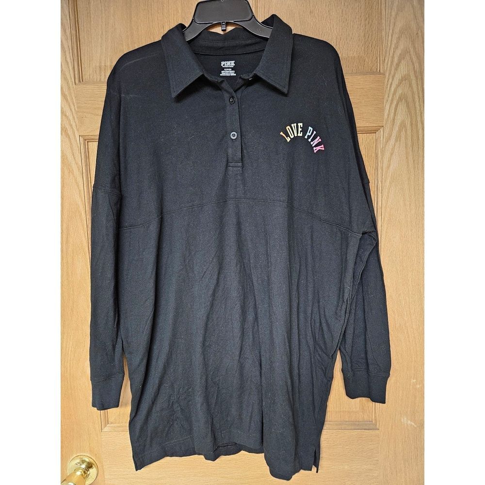 PINK Long Sleeve Medium‎ Black Polo Dress